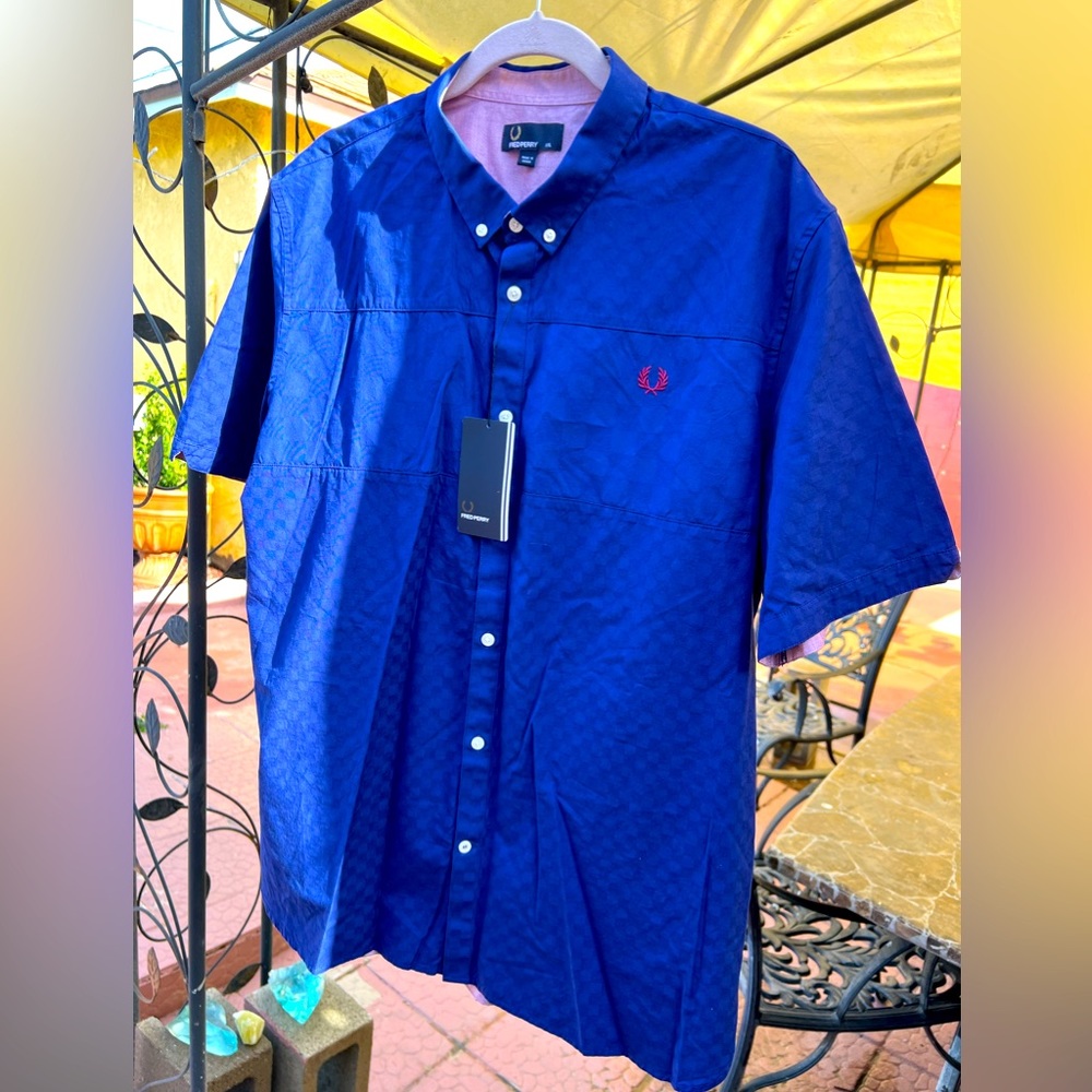 Fred Perry checkerboard yarn dyed shirt brand new!